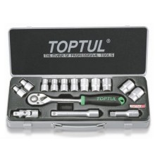 Набор головок 1/2" 8-24мм 15предм. 6гр. метал.кейс TOPTUL (GCAD1502)