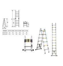 Лестница телескопическая двухсекц. алюм. 220/440см 16,5кг STARTUL (ST9723-044)