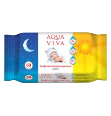 Салфетки влажные детские с ароматом Алоэ, 60 шт., AQUA VIVA