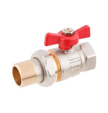 Кран шаровый 3/4" нар.-вн. бабочка (со сгоном) PN40, AV Engineering