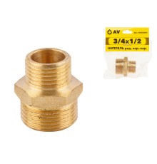 Ниппель ред. 3/4" нар. х 1/2"нар., AV Engineering (инд. упак.)
