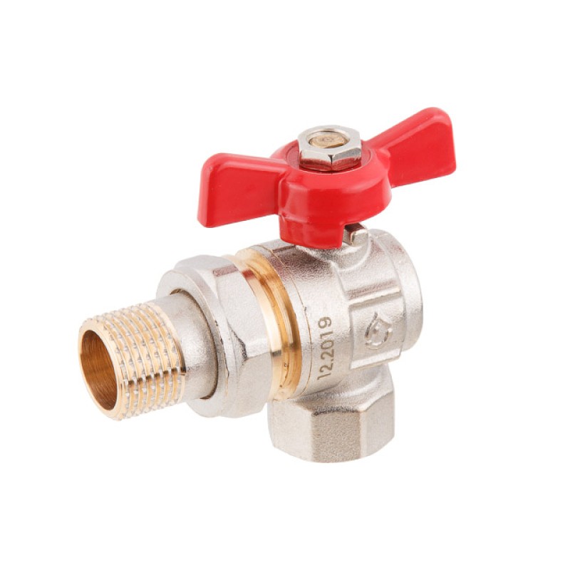 Кран шаровый угловой 3/4" нар.-вн. бабочка (со сгоном) PN40, AV Engineering Кран шаровый угловой 3/4" нар.-вн. бабочка (со сгоном) PN40, AV Engineering