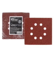 Шлифлист 110х114мм Р180 д/дерева самосцепл. 8 отв. WORTEX