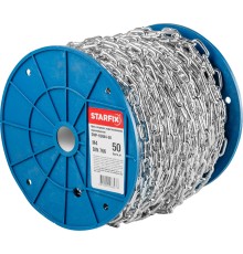 Цепь сварная короткозвенная, оцинк. М4 DIN 766 (бухта 50 м) STARFIX
