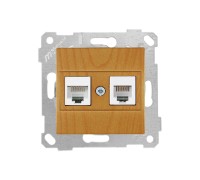 Розетка телефонная + компьютерная (RJ12+Cat5e, скрытая, без рамки) дуб, RITA, MUTLUSAN
