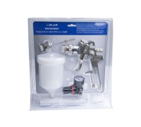 Краскопульт пневматический ICAR 827Kit с верхним бачком 600мл, набор, сопло 1.4мм+1.7мм