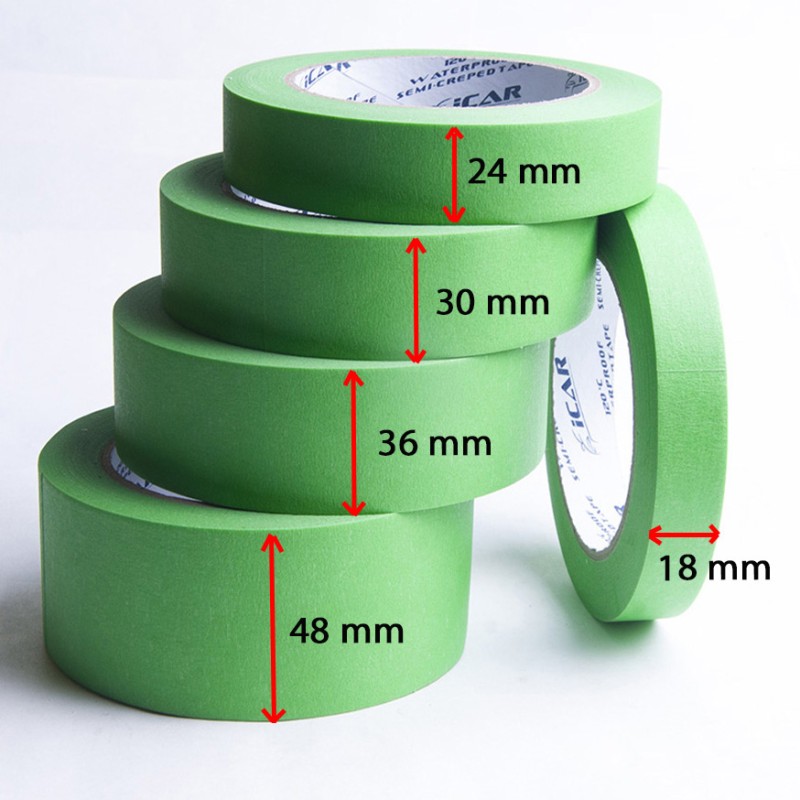 40м х 30мм Зеленая Малярная лента ICAR 120°C Waterproof Semicreped