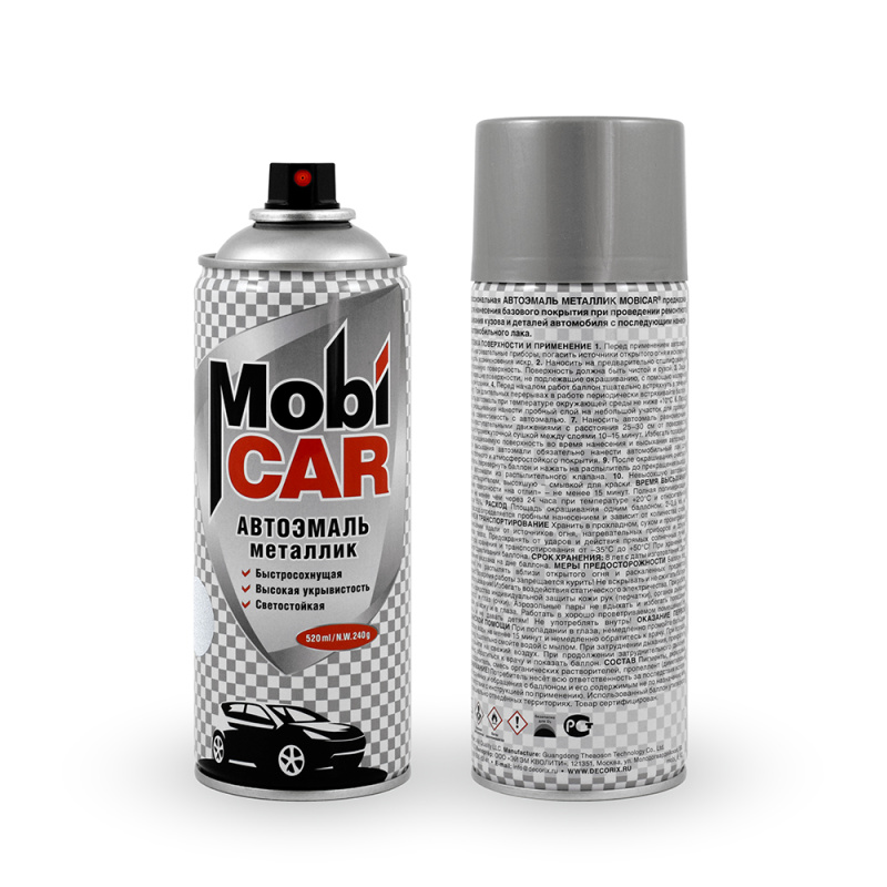 640 серебристая, автоэмаль металлик MobiCAR, аэрозоль, 520мл 640 серебристая, автоэмаль металлик MobiCAR, аэрозоль, 520мл