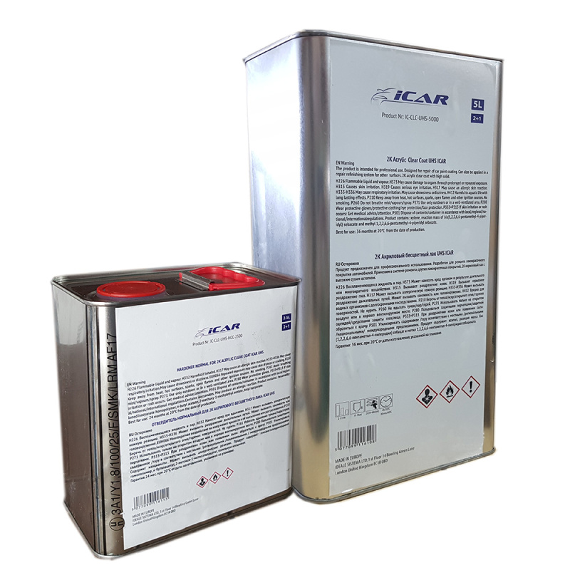 Лак акриловый UHS ICAR 2K с отверд., 5л+2,5л