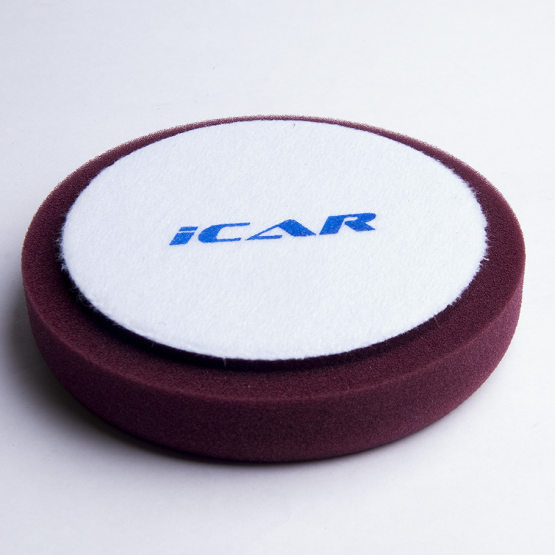 Полировальный поролон. круг ICAR D150mm (велкро 125mm) T30mm среднежесткий бордовый