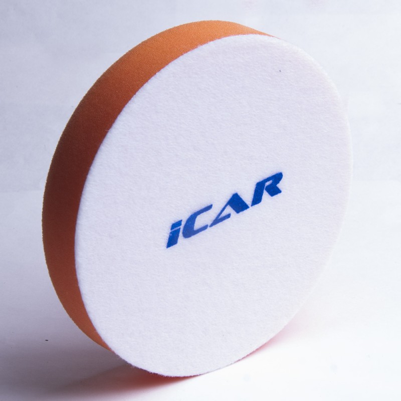 Полировальный поролон. круг D150mm (велкро 150mm) T30mm жесткий оранжевый ICAR