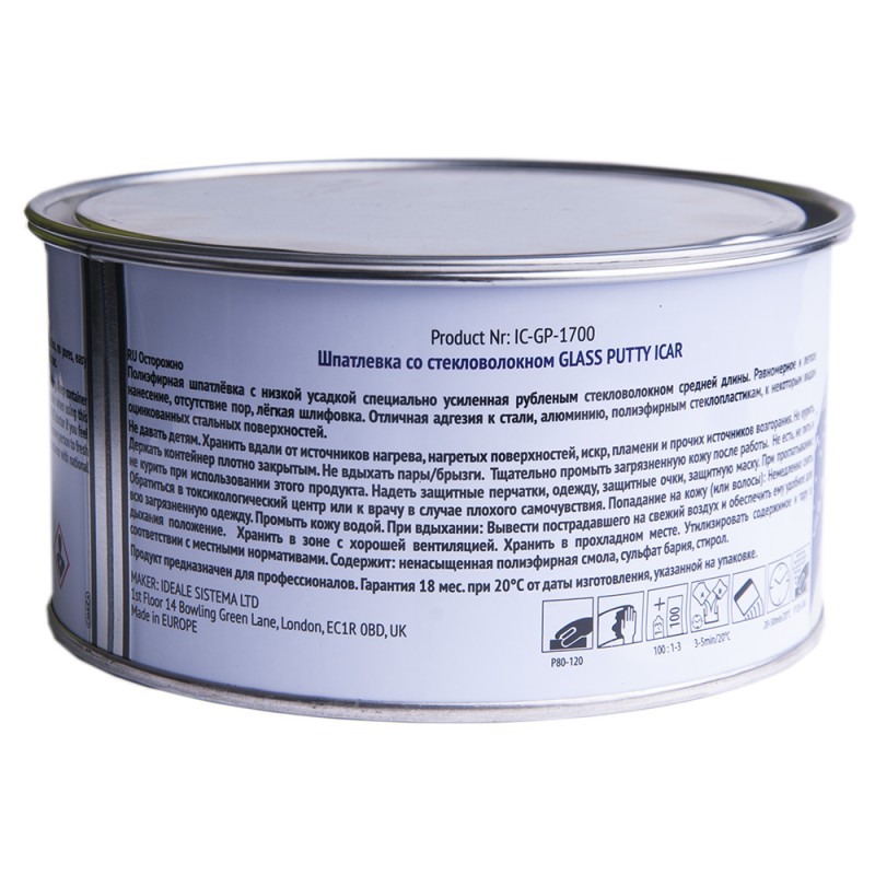 Шпатлевка ICAR GLASS PUTTY, 1.7 кг Шпатлевка ICAR GLASS PUTTY, 1.7 кг