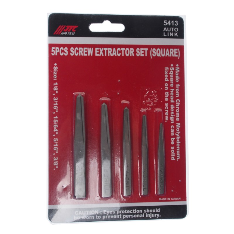 Набор экстракторов 1/8"-3/8" забивных 5 предметов JTC Набор экстракторов 1/8"-3/8" забивных 5 предметов JTC