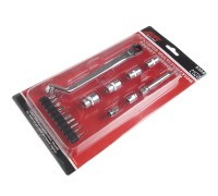 Набор головок торцевых и бит 1/4" 7-12мм SL, PH, TORX 18 предметов в кейсе JTC