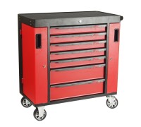 Тележка инструментальная 7 секций красная с двумя боковыми ящиками JTC