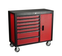 Тележка инструментальная 7 секций красная с боковым ящиком JTC