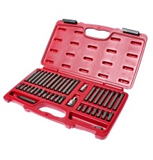 Набор бит 1/2" 3/8" HEX, TORX, SPLINE 6-ти гранных 2 держателя 42 предмета в кейсе JTC