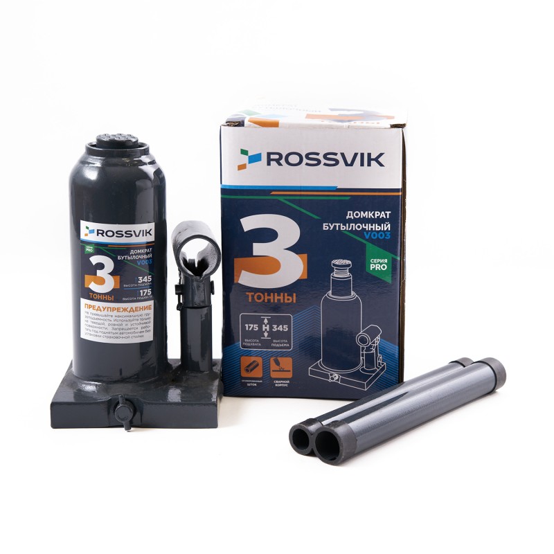 Домкрат бутылочный ROSSVIK PRO V003, г/п 3,0т Домкрат бутылочный ROSSVIK PRO V003, г/п 3,0т