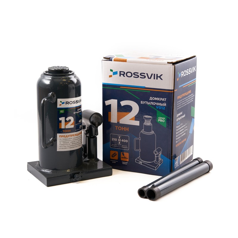 Домкрат бутылочный ROSSVIK PRO V012, г/п 12,0т Домкрат бутылочный ROSSVIK PRO V012, г/п 12,0т