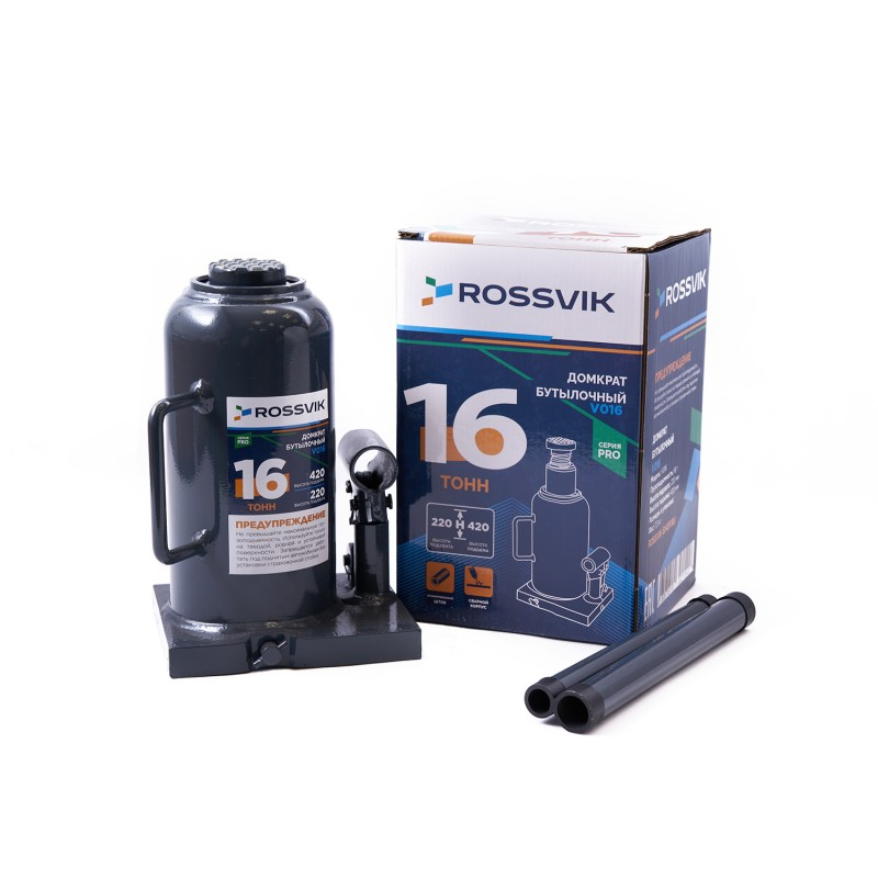 Домкрат бутылочный ROSSVIK PRO V016, г/п 16,0т Домкрат бутылочный ROSSVIK PRO V016, г/п 16,0т
