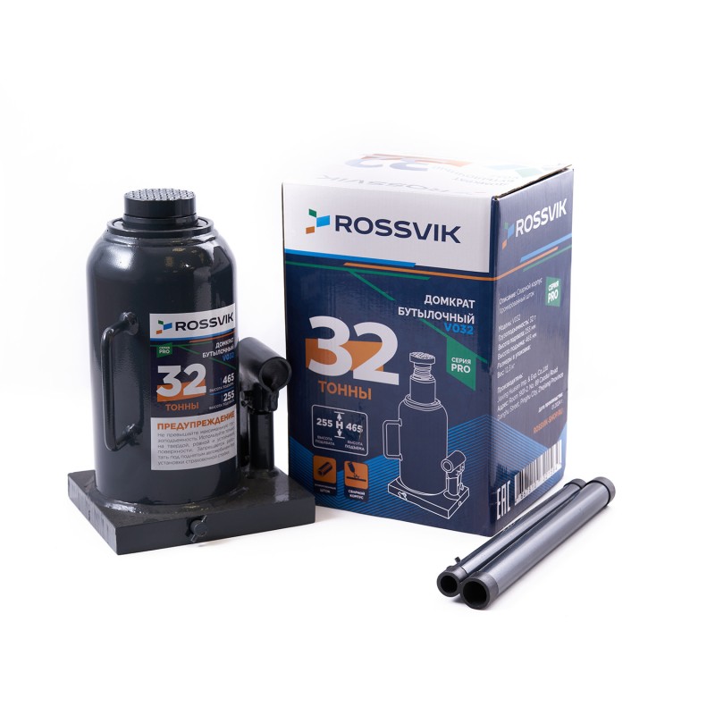 Домкрат бутылочный ROSSVIK PRO V032, г/п 32,0т Домкрат бутылочный ROSSVIK PRO V032, г/п 32,0т