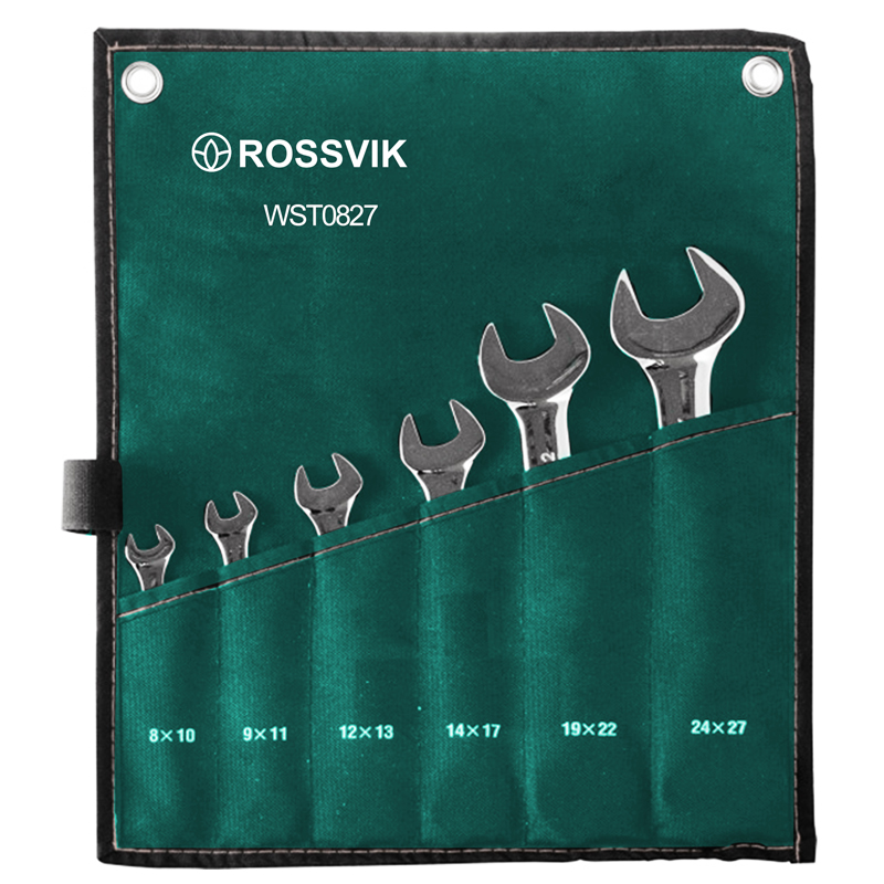 WST0827 Набор ключей рожковых ROSSVIK 8-27мм, 6шт WST0827 Набор ключей рожковых ROSSVIK 8-27мм, 6шт