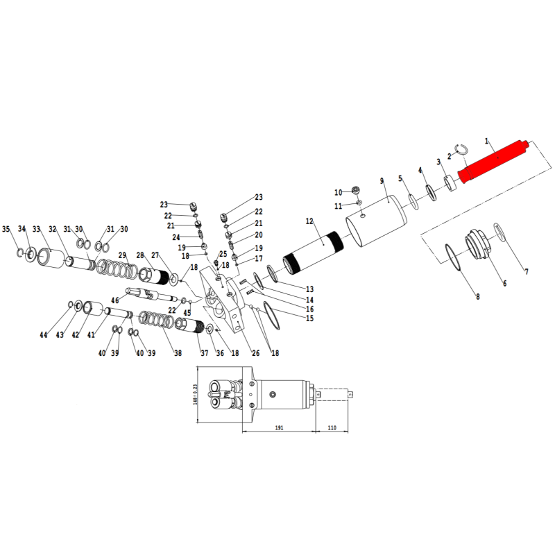 Шток гидроцилиндра V3, V3LP (Rod hydraulic cylinder d30.1 x 147mm) Шток гидроцилиндра V3, V3LP (Rod hydraulic cylinder d30.1 x 147mm)