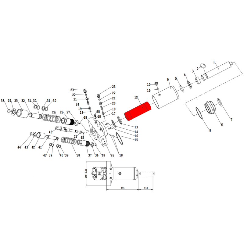 Цилиндр силовой V3, V3LP (Power cylinder d45mm) Цилиндр силовой V3, V3LP (Power cylinder d45mm)