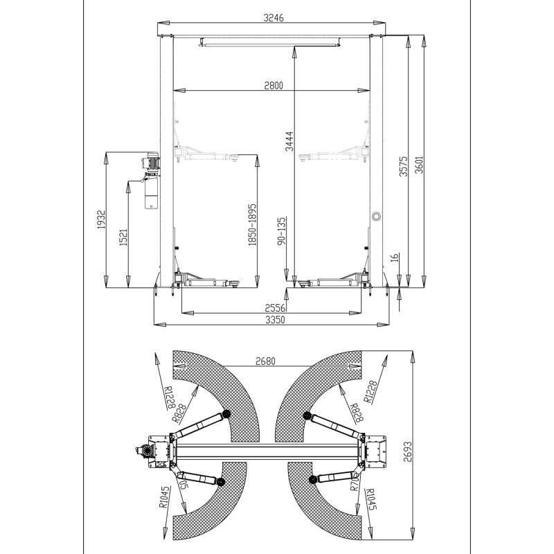 Автоподъемник двухстоечный ROSSVIK V2-4L г/п 4.0т, 220В, электрогидравлический с верхней синхронизац Автоподъемник двухстоечный ROSSVIK V2-4L г/п 4.0т, 220В, электрогидравлический с верхней синхронизац