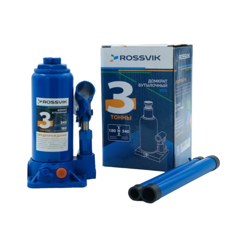 Домкрат бутылочный ROSSVIK V03, г/п 3,0т Домкрат бутылочный ROSSVIK V03, г/п 3,0т