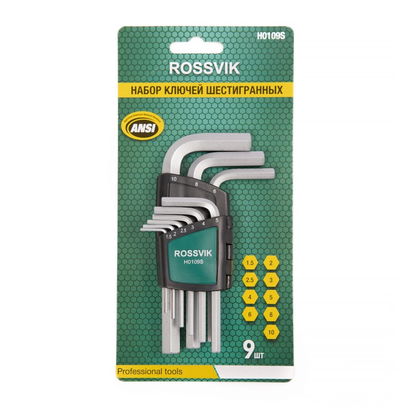 H0109S Набор ключей шестигранных ROSSVIK, 9пр H0109S Набор ключей шестигранных ROSSVIK, 9пр