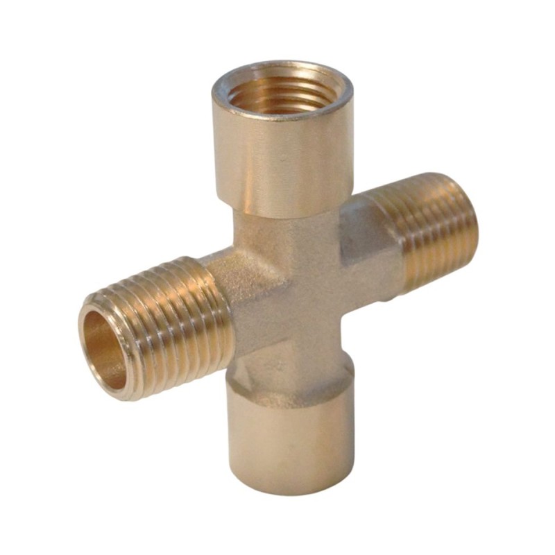 WDK-22FMB Фитинг X - образный, резъба 1/4" PT, F-F-M-M (внутренний/внешний), латунь WDK-22FMB Фитинг X - образный, резъба 1/4" PT, F-F-M-M (внутренний/внешний), латунь