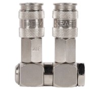 WDK-83RL Разветвитель пневматический с вращающимися соединениями, вход с резьбой 1/4" (F), 2 выхода