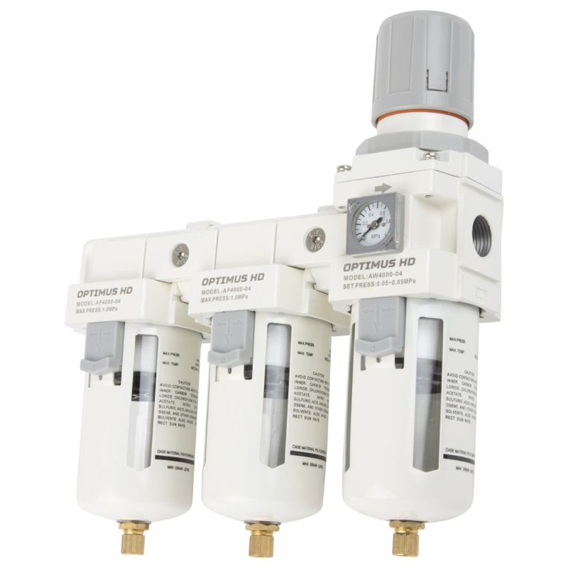 AFFW4000-04  Блок подготовки воздуха 1/2" трехступенчатый с влагомаслоотделителем, регулятором и ман, OPTIMUS AFFW4000-04  Блок подготовки воздуха 1/2" трехступенчатый с влагомаслоотделителем, регулятором и ман, OPTIMUS