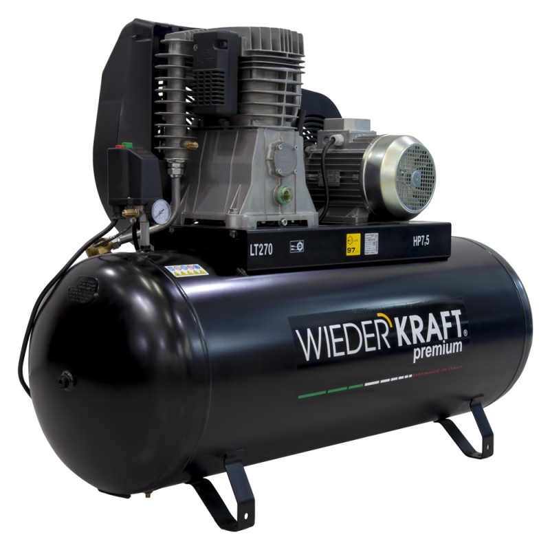 WDK-92779 Масляный поршневой компрессор 798 л/мин, 11 бар, 380В/5.5 кВт, 270 л, WiederKraft WDK-92779 Масляный поршневой компрессор 798 л/мин, 11 бар, 380В/5.5 кВт, 270 л, WiederKraft