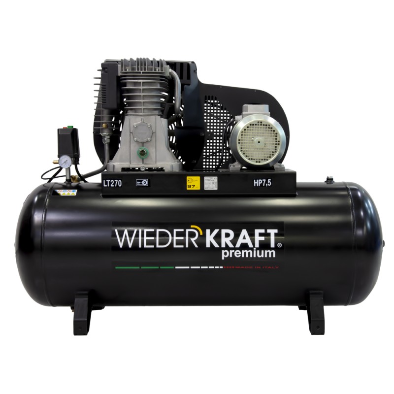 WDK-92779 Масляный поршневой компрессор 798 л/мин, 11 бар, 380В/5.5 кВт, 270 л, WiederKraft WDK-92779 Масляный поршневой компрессор 798 л/мин, 11 бар, 380В/5.5 кВт, 270 л, WiederKraft