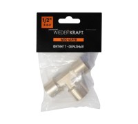 WDK-43PFB Фитинг T - образный, резъба 1/2" PT,  F-F-F (внутренний), латунь