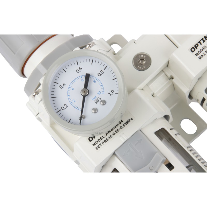 AC4010-04 Блок подготовки воздуха 1/2" с фильтром, манометром, маслораспылителем и регулятором давле, OPTIMUS