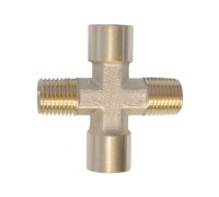 WDK-22FMB Фитинг X - образный, резъба 1/4" PT, F-F-M-M (внутренний/внешний), латунь