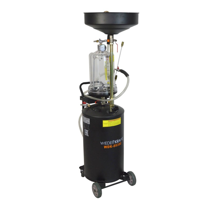 WDK-89380 Установка для откачки или слива масла с предкамерой, бак 65 л, WiederKraft WDK-89380 Установка для откачки или слива масла с предкамерой, бак 65 л, WiederKraft