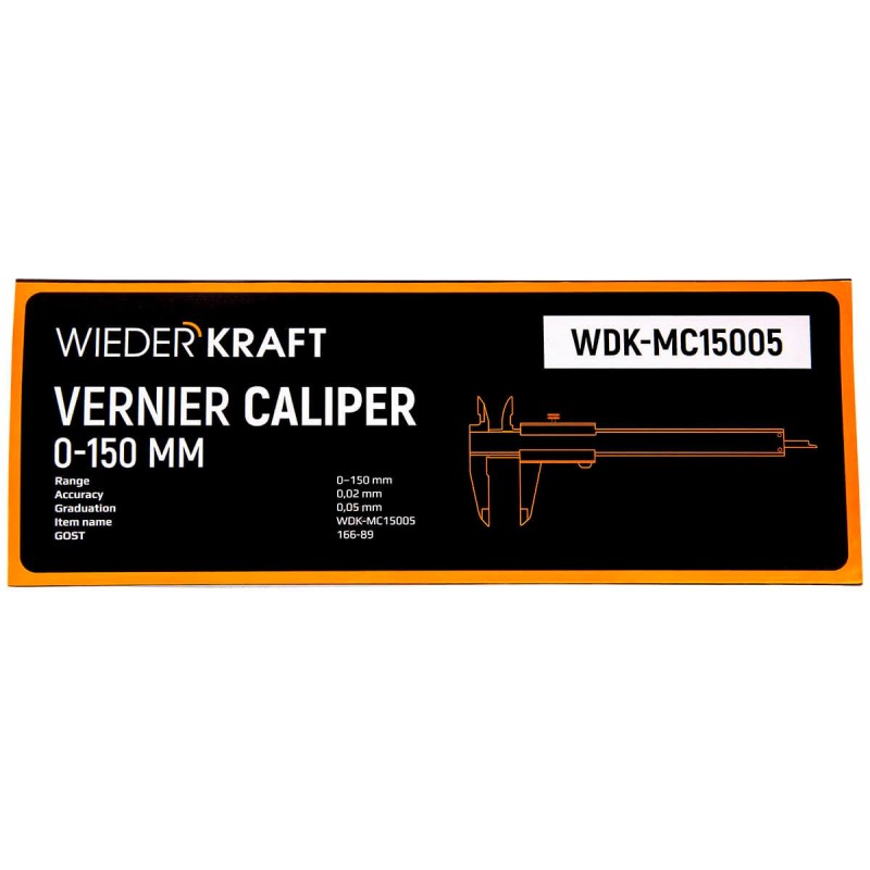 WDK-MC15005 Штангенциркуль нониусный 150 мм, 0,05 мм, тип I, ГОСТ 166-89, со сборной рамкой, WiederKraft WDK-MC15005 Штангенциркуль нониусный 150 мм, 0,05 мм, тип I, ГОСТ 166-89, со сборной рамкой, WiederKraft