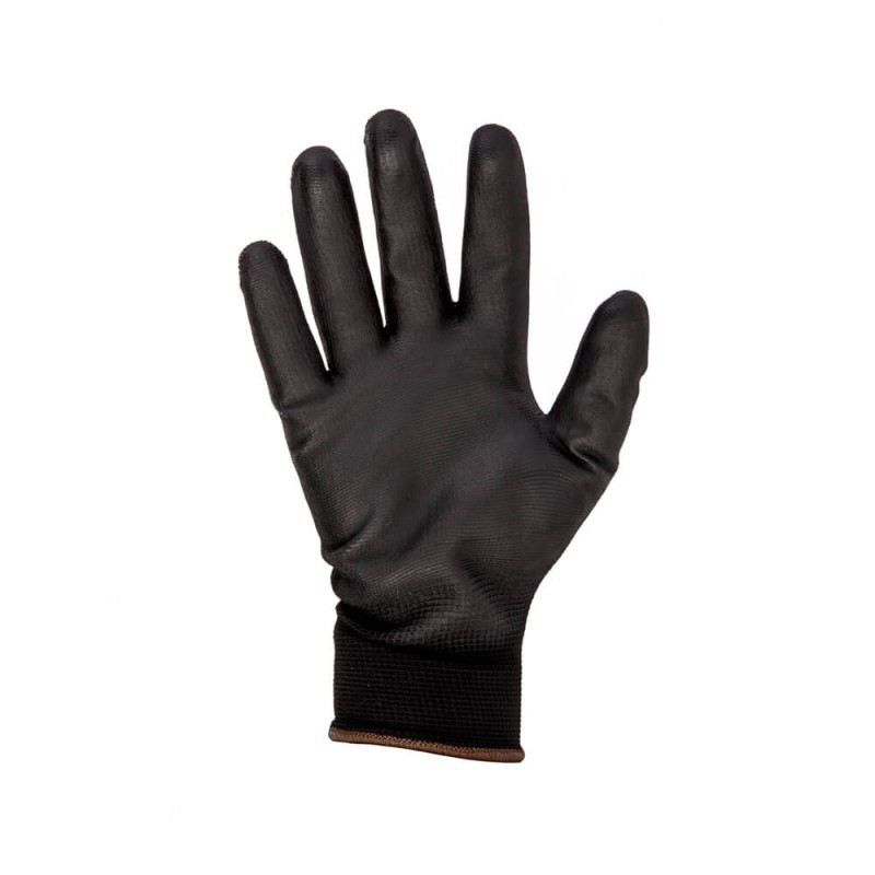 WDK-PU01B/XXL Перчатки черные защитные эластичные из нейлона с покрытием, 1 пара, размер M, WiederKraft