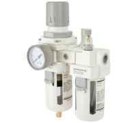 AC4010-04 Блок подготовки воздуха 1/2" с фильтром, манометром, маслораспылителем и регулятором давле