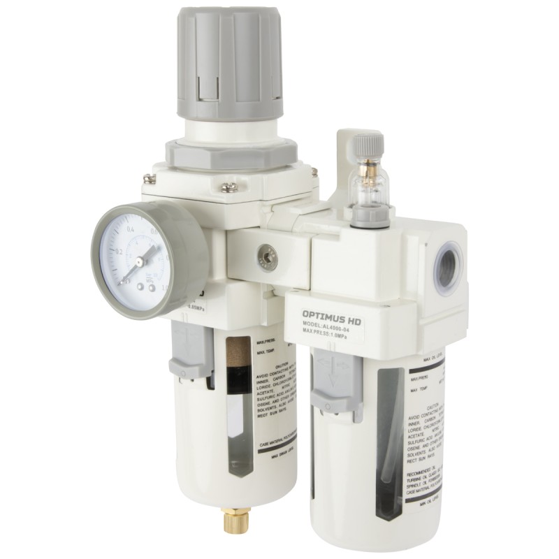 AC4010-04 Блок подготовки воздуха 1/2" с фильтром, манометром, маслораспылителем и регулятором давле, OPTIMUS