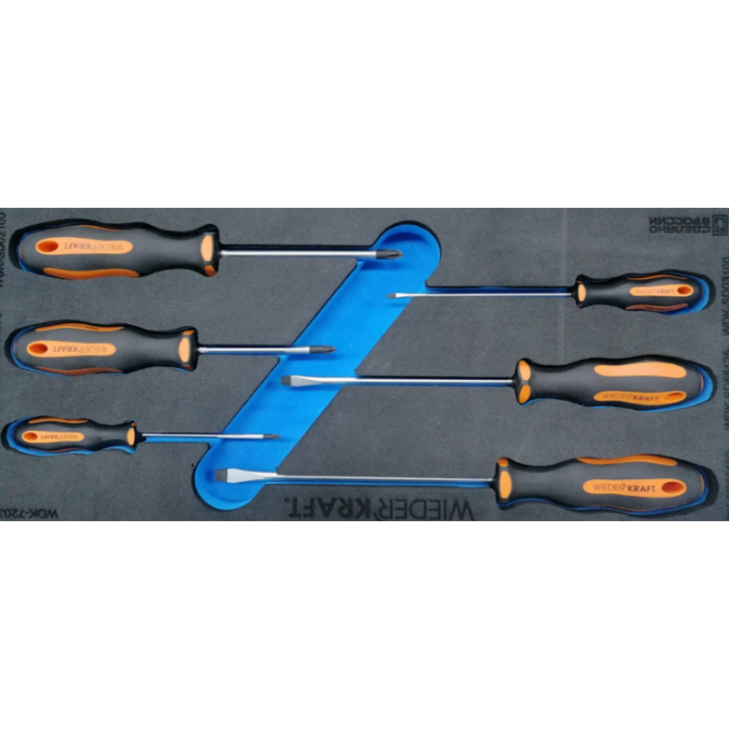 WDK-3706SD Набор отверток PH/SL в ложементе, 6 предметов, WiederKraft