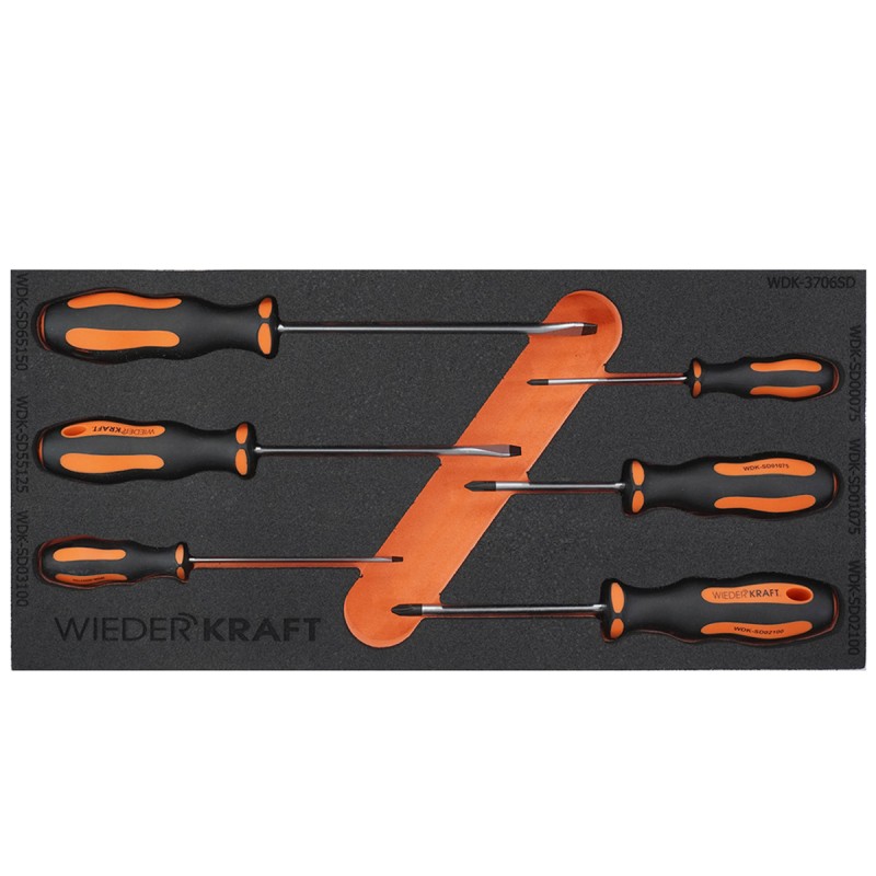 WDK-3706SD Набор отверток PH/SL в ложементе, 6 предметов, WiederKraft