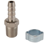 OPT-72008HM Штуцер пневматический ёлочка с обжимным кольцом, внешняя резьба 1/4", 8 мм