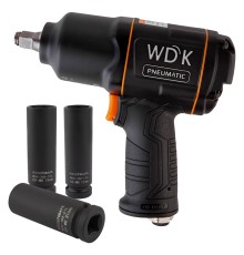 Пневматический ударный гайковерт с ударными головками 1/2" WDK-20440L