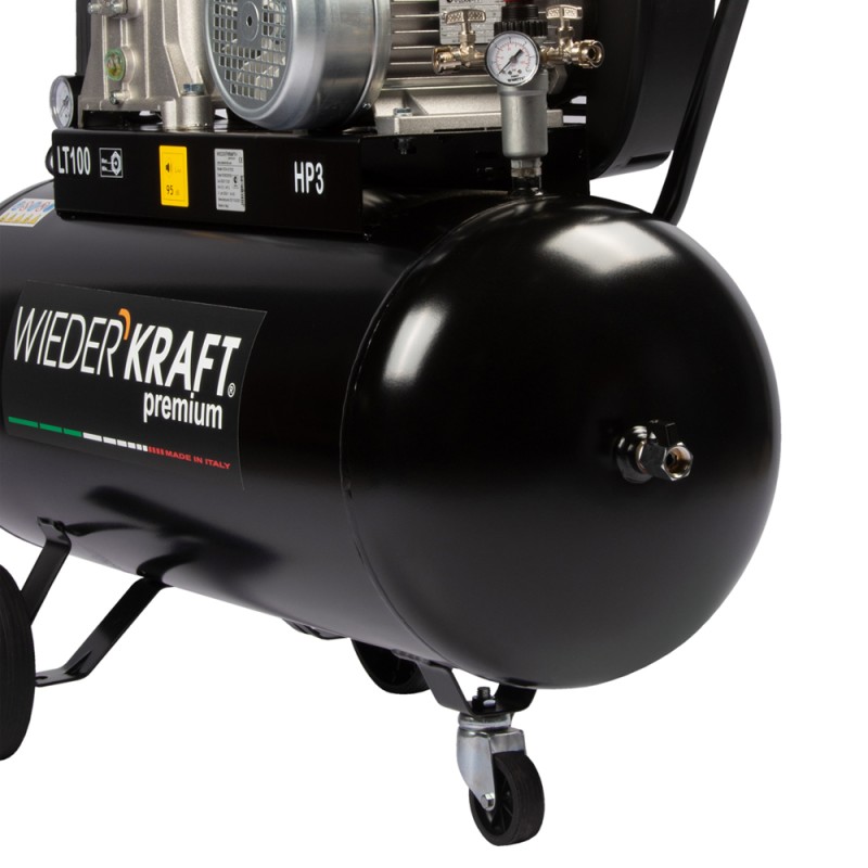 WDK-91040 Масляный поршневой компрессор с ременным приводом:400 л/мин, 9 бар, ресивер 100 л, WiederKraft WDK-91040 Масляный поршневой компрессор с ременным приводом:400 л/мин, 9 бар, ресивер 100 л, WiederKraft