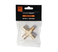 WDK-23FMB Фитинг X - образный, резъба 1/4" PT, F-F-F-M (внутренний/внешний), латунь